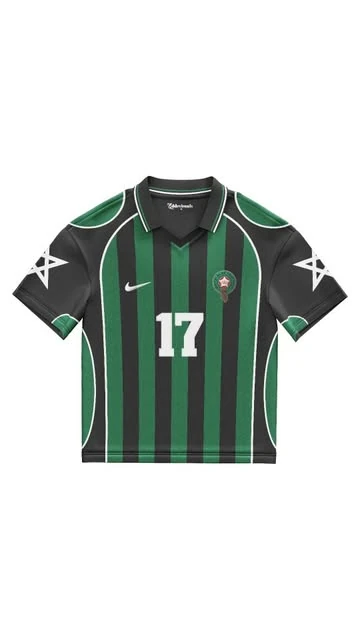 Black and green striped football shirt displayed in the reel cover.